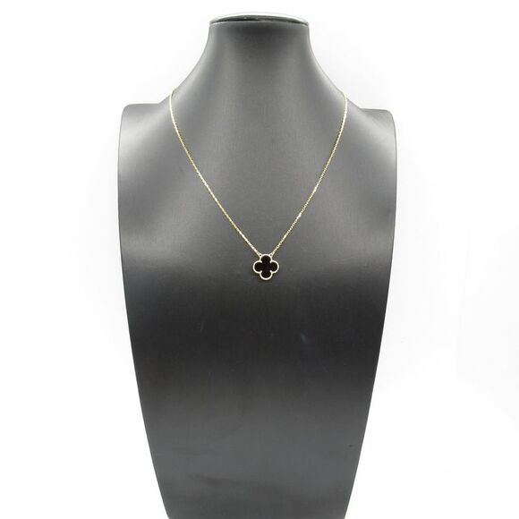Van Cleef & Arpels K18 Yellow Gold Vintage Alhambra Necklace Onyx Necklace - Picture 6 of 6